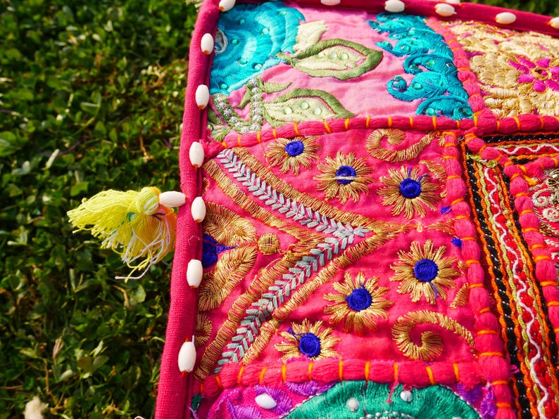 Indian floor pillow - Hippie Meditation cushion cover | Decorative Boho Throw Pillow | Colorful Floor Pillow Cover Indian floor seating image 18