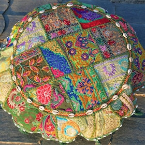 Large floor cushion - meditation cushion 24-30 " | round floor pillow cover - boho, hippie decor | Indian floor seating | Cover only image 18