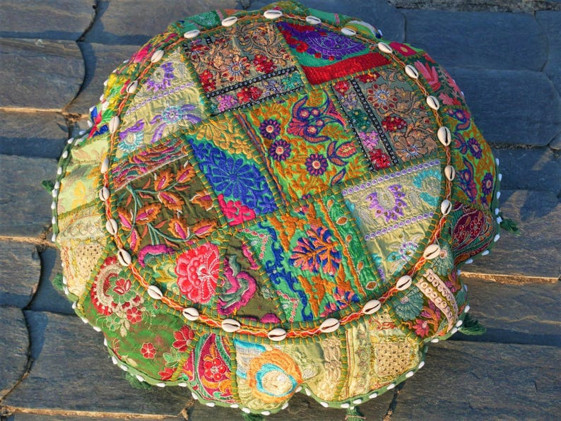 Large floor cushion - meditation cushion 24-30 " | round floor pillow cover - boho, hippie decor | Indian floor seating | Cover only image 18