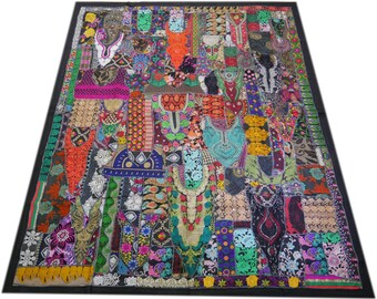 Indian bedding "mystique rainbow" vintage saree bedspread, hippie home decor, bohemian bedding patchwork quilt boho bedspread gypsy throw