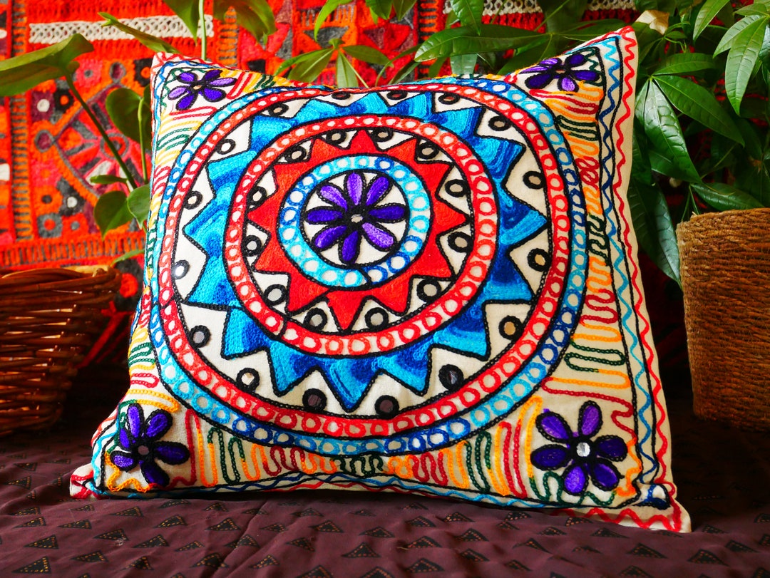 Colorful Hippie Pillow Cover Boho Throw Pillow Indian Decorative Pillow