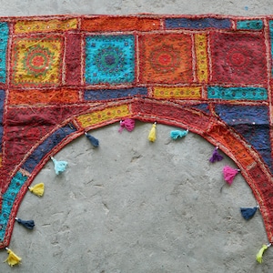 Indian door curtain Toran | bohemian window valance | colorful hippie tapestry ethnic boho wall decor