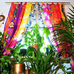 Rideaux Boho Rideau indien Rideau sari décoration de fenêtre Inde hippie Rideau à baldaquin décoratif pour chambre à coucher image 6