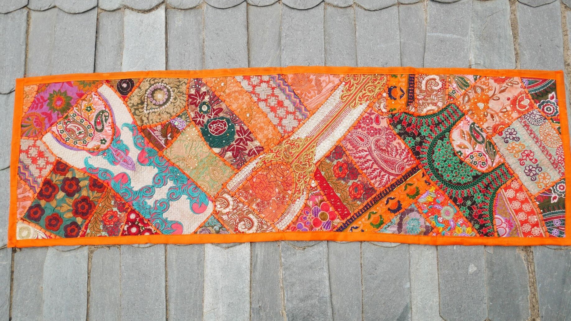 Boho Tapestry Wall Hanging Table Runner Vintage Sari Etsy