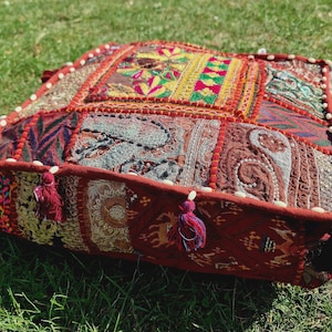 Indian floor pillow - Hippie Meditation cushion cover | Decorative Boho Throw Pillow | Colorful Floor Pillow Cover Indian floor seating image 14