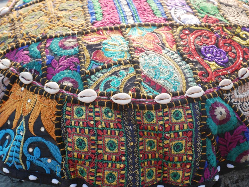 Large floor cushion - meditation cushion 24-30 " | round floor pillow cover - boho, hippie decor | Indian floor seating | Cover only image 10