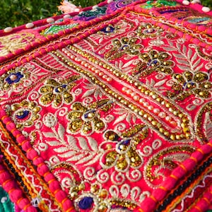 Indian floor pillow - Hippie Meditation cushion cover | Decorative Boho Throw Pillow | Colorful Floor Pillow Cover Indian floor seating image 16