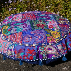 Floor cushion cover - Indian floor seating | Colorful meditation cushion - floor pillow | round floor pouf - boho hippie decor | NO INLET