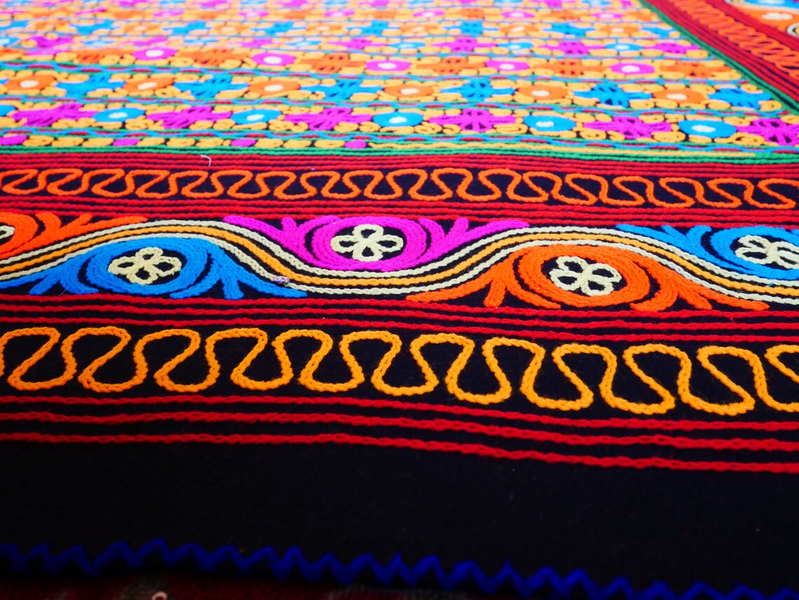 Colorful wool rug handmade Kashmiri Gabba 6x9 Etsy
