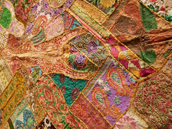 Bhawana Handicrafts Sari Patchwork Wall Hanging Tapestry Indian Vintage Bohemian Wall Tapestry Art Curtain Wall Decor Backdrop Art Handmade Wall Hanging Bhawana Handicrafts Sari Patchwork Wall Hanging Tapestry Indian Vintage Bohemian Wall Tapestry Art Curtain Wall Decor Backdrop Art Handmade Wall Hanging