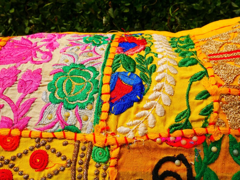 Boho cushion cover Indian throw pillow 24x16 colorful, decorative pillow case for bohemian decor | patchwork pillow hippie cushion COVER image 12