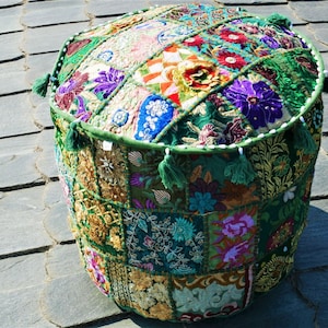 Indian flour pouf &quot;Boho Jungle&quot; floor pillow cover | boho floor seating Yoga room - bohemian wedding decor | Hippie floor cushion cover