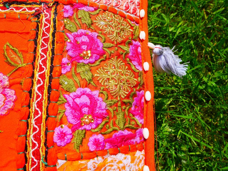Indian floor pillow - Hippie Meditation cushion cover | Decorative Boho Throw Pillow | Colorful Floor Pillow Cover Indian floor seating image 10