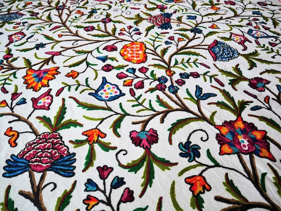 Bohemian Beauty Hand Embroidered Bedspread With Kashmir inspired