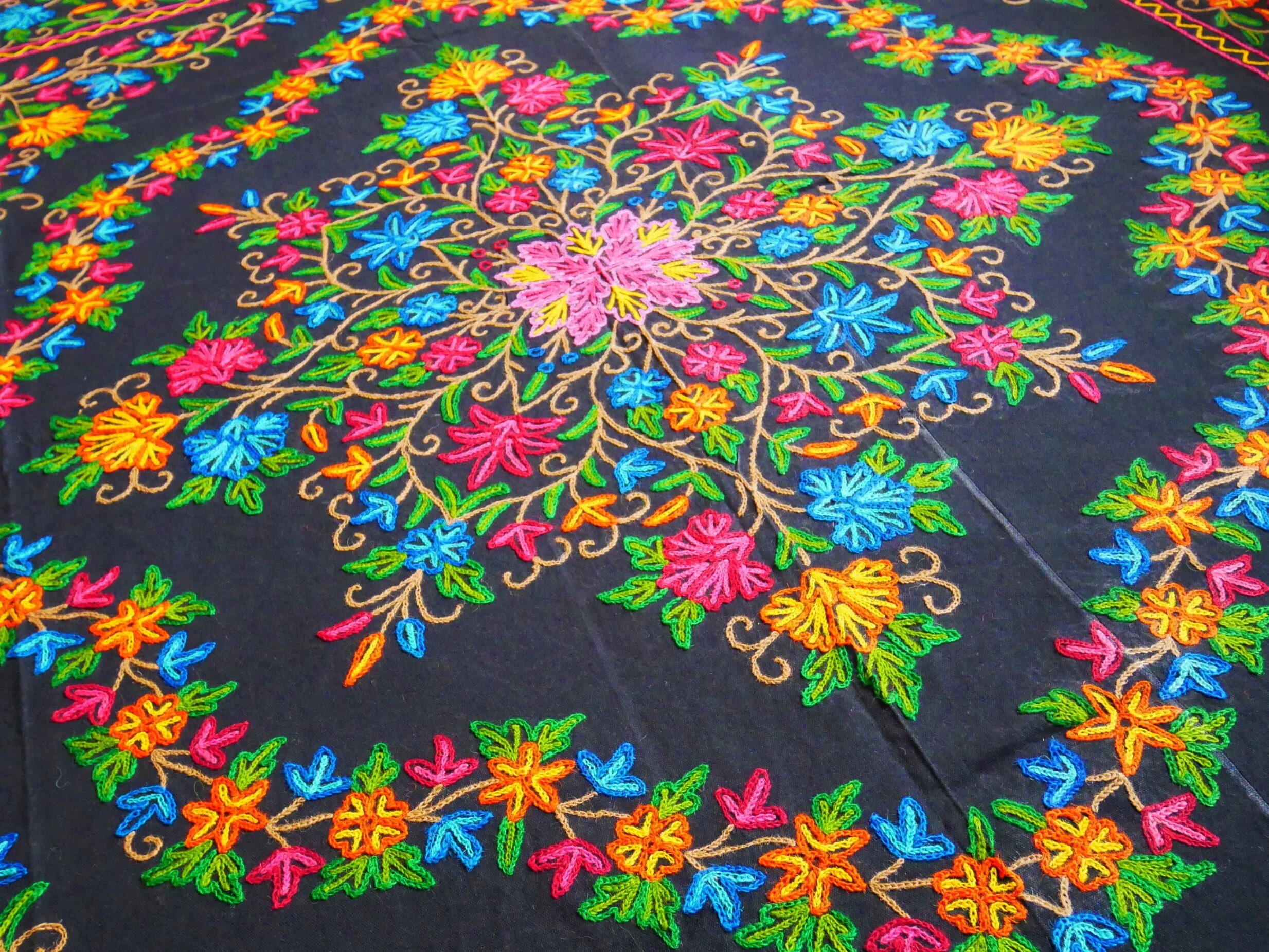 Boho Sanskriti Kantha-Steppdecke – Wendbar, Handgesteppt, Vintage Design, 214x140 Cm (Doppelbett), Mehrfarbig, Nur Chemische Reinigung