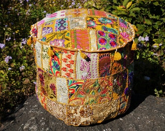 Cuscino da pavimento patchwork | fodera per pouf con cuscino per sedile boho | Indiano, orientale, hippie chic |