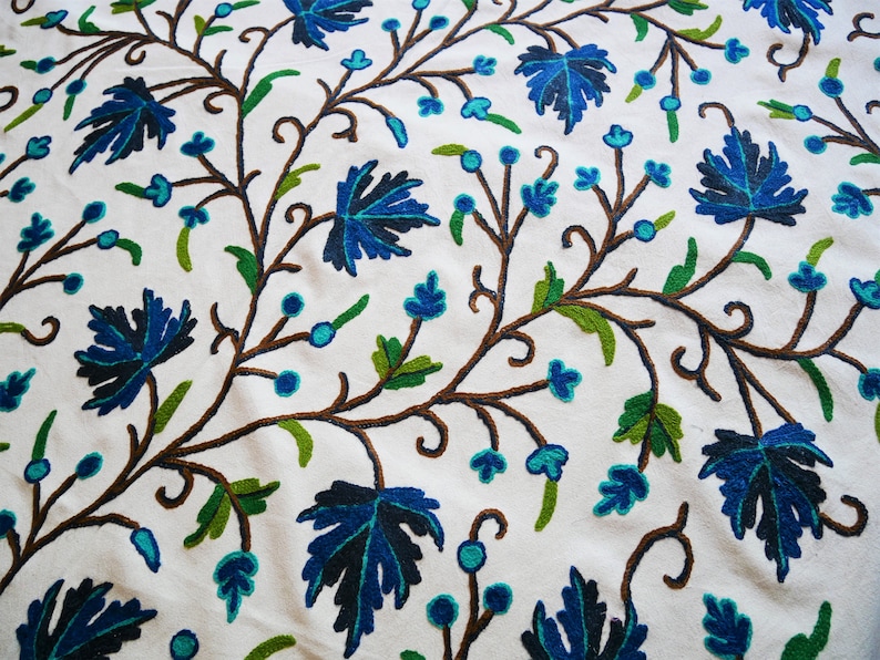 Kashmiri Embroidered Fabric by the Yard Curtain Made to Etsy