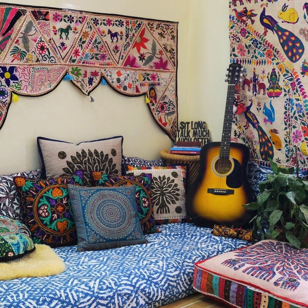 SET décoration bohème - Créez chez nous votre coin bohème hippie chic - coussin d'assise - décoration Inde - coussin hippie coloré - vente en gros - remise quantité -