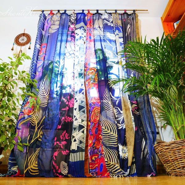 Cortinas indias - cortinas boho cortinas sari - decoración de ventanas India hippie | Cortina decorativa para dormitorio.