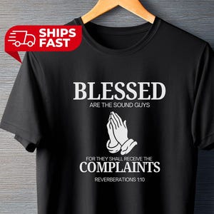 Camiseta "Bem-aventurados os Técnicos de Som", Camiseta engraçada de áudio, Camiseta para técnico de som de igreja, Presente para técnico de som da igreja, Camiseta de produção ao vivo, Camiseta de mesa de mixagem