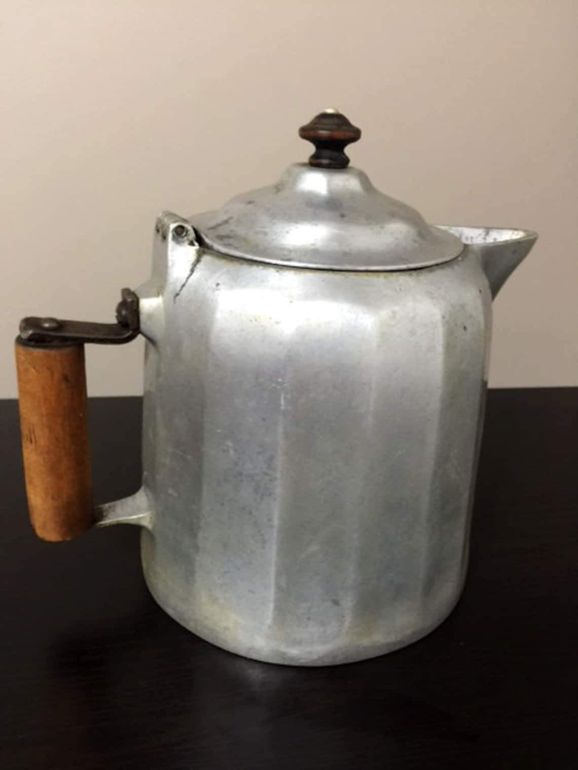 Antique Wagner Ware Sidney Aluminum 3 Qt Colonial Coffee Pot Etsy