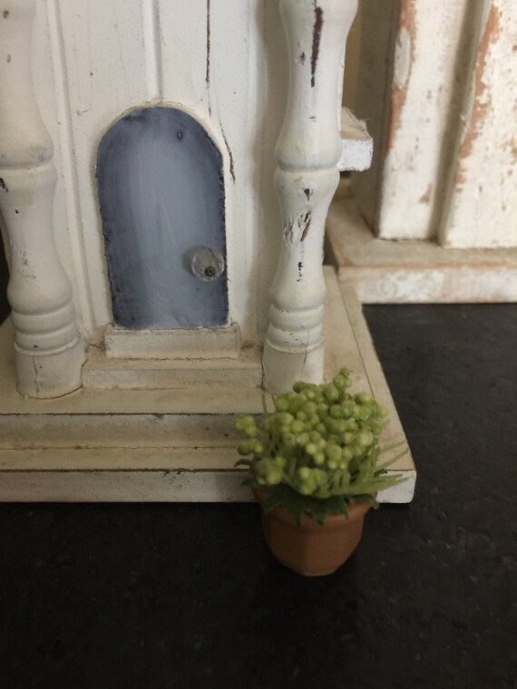 1:12 Dollhouse Miniature Potted House Plant White Queen Caladium