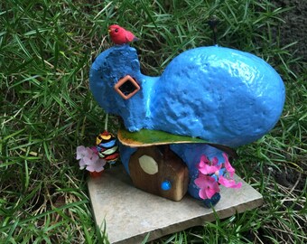 Blue Fairy House, Miniature Fairy House, Miniature Blue Fairy Garden House, Terrarium Garden House, Gnome House, Unique, Whimsical