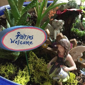 Miniature Fairy Garden Sign, Fairy Sign, Garden Sign, Handmade Fairy Sign, Terrarium , Miniature Garden, Faerie image 1