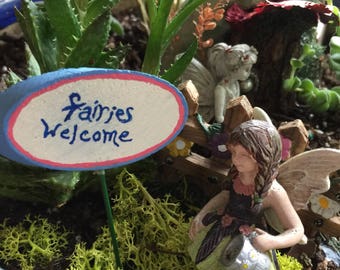 Miniature Fairy Garden Sign, Fairy Sign, Garden Sign, Handmade Fairy Sign, Terrarium , Miniature Garden, Faerie