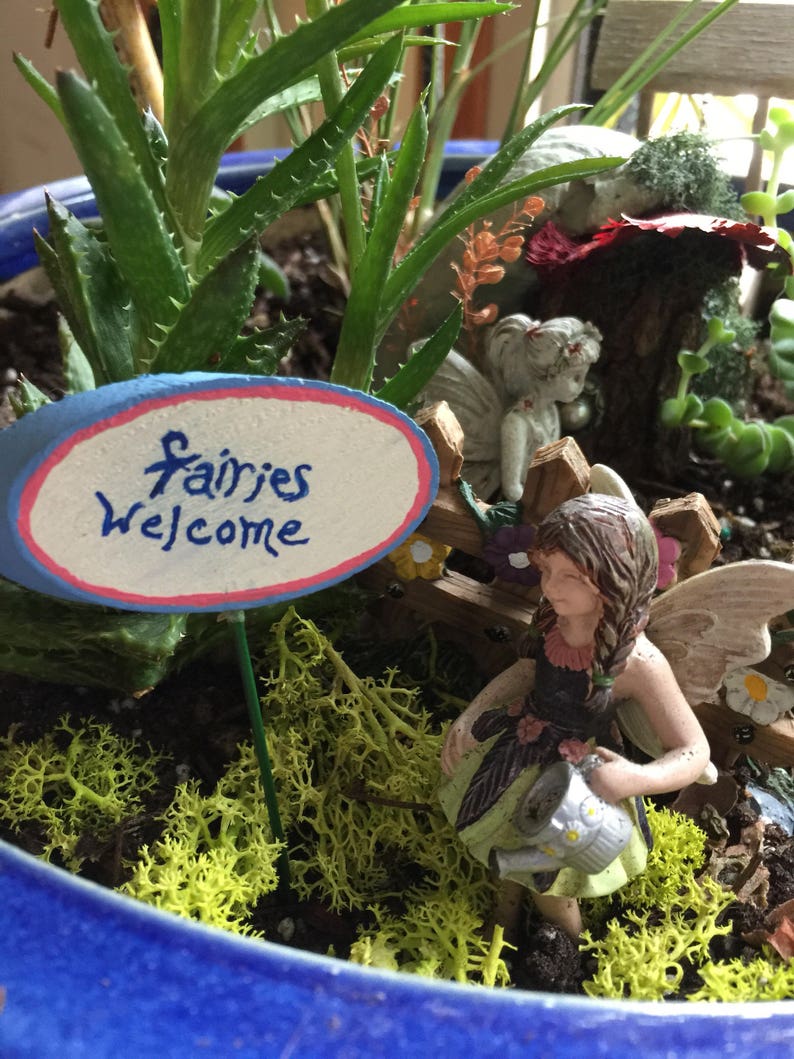 Miniature Fairy Garden Sign, Fairy Sign, Garden Sign, Handmade Fairy Sign, Terrarium , Miniature Garden, Faerie image 1