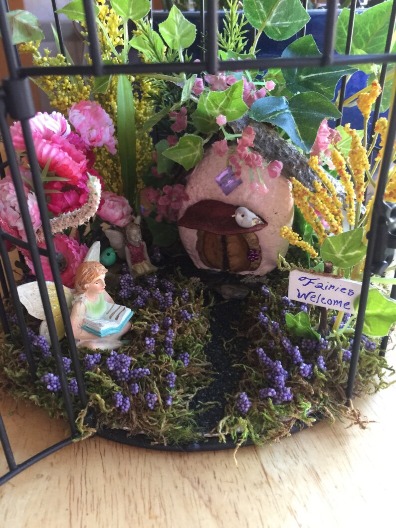 Enchanted Birdcage, Fairy Garden in A Birdcage, Birdcage Fairy Garden, Birdcage Fairy Scene