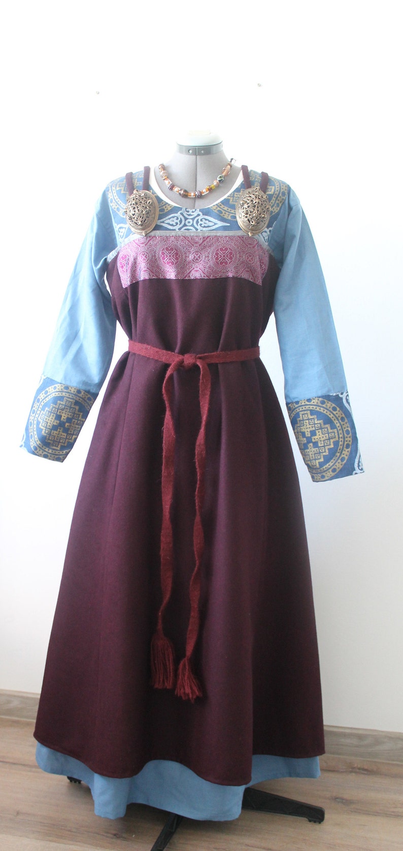 Viking age apron dress with brocade silk | Etsy