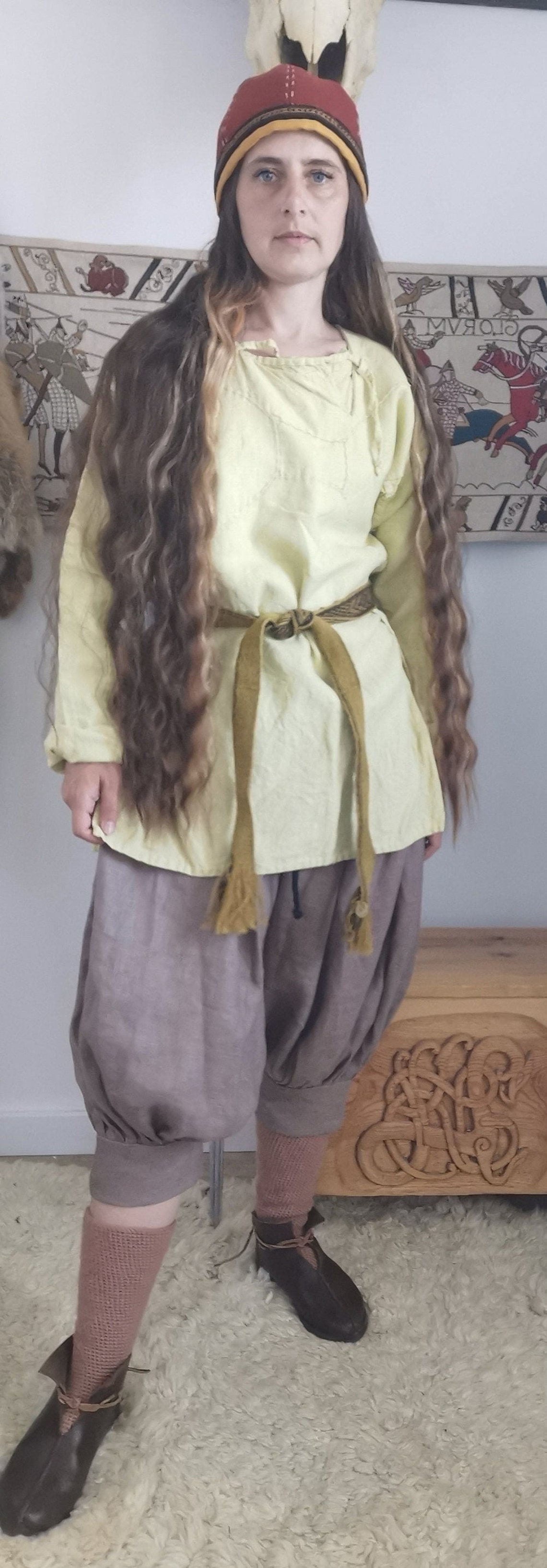 Short linen of herrebon pattern Viking trousers Viking pants Etsy