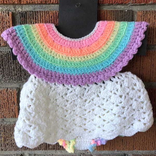 Crochet Doll outfit Pastel Rainbow Sherbert Purple Pink Blue Cabbage Patch Doll outfit Clothes Clothing handmade