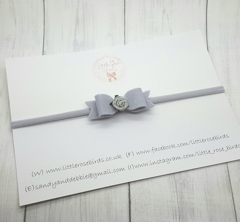 Christening Headband Baby Bows Small Bow -Hairclip Baby Headband Girls Hair Accessories Light Grey Small 2.5 Felt Flower Hair Bow
