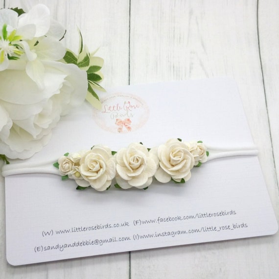 Baby Girl White Christening Headband Baptism Wedding Bow Photography Hairband