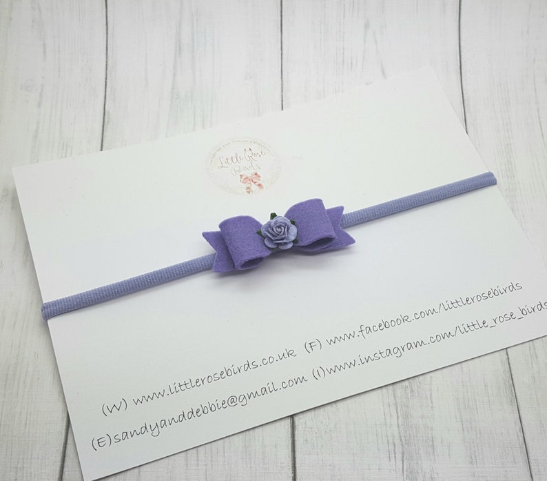 Baby Bows Girls Hair Accessories Baby Headband Small Bow -Hairclip Christening Headband Lilac Baby Small 2.5 Felt Flower Hair Bow