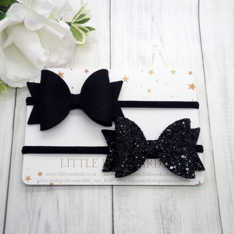 Baby Girl Gift Hair Accessories Newborn Headband Black Hair Bow Baby Headband Black Glitter Bow Baby Bows Baby Hair Clip Hair Bows
