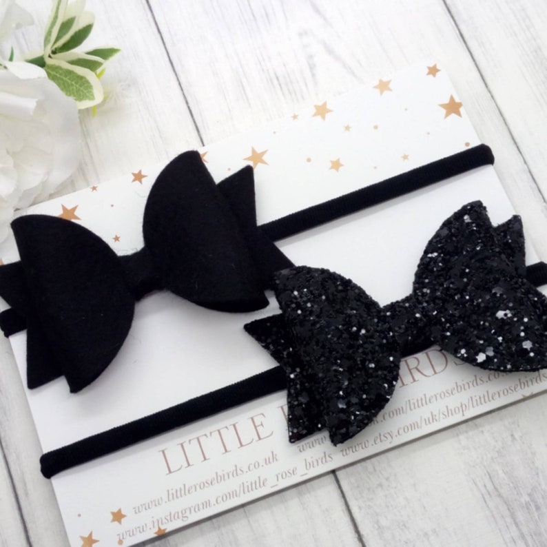 Baby Girl Gift Hair Accessories Newborn Headband Black Hair Bow Baby Headband Black Glitter Bow Baby Bows Baby Hair Clip Hair Bows