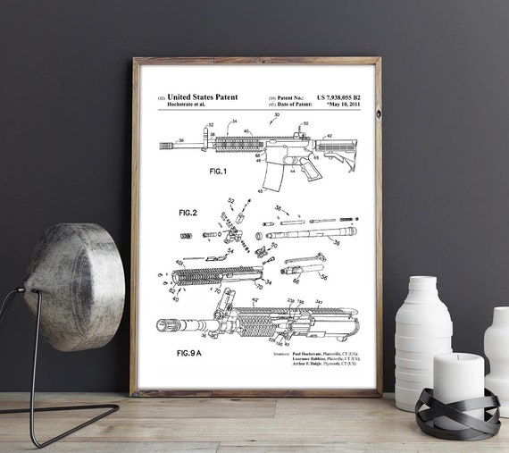 M4 Rifle Army Blueprint Poster Print T083 A4 A3 A2 A1 A0|