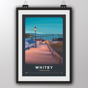 Whitby à noite, Yorkshire - Impressão artística de Tiv
