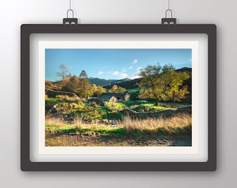 Impresión fotográfica del Distrito de los Lagos, Deepdale Walls End, fotografía de paisajes