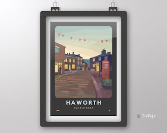 Yorkshire Print - Haworth, Main Street - Art Print by Tiv