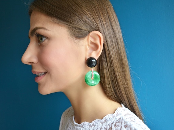 Green Jade Earrings Statement Gemstone Earrings Pink Coral Earrings Semi Precious Stones Earrings Gift for Her Etsy Canada