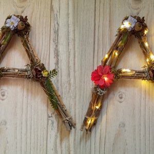 Letras de ramitas para guardería encantada, luces de hadas de pared personalizadas de 9,5", regalo para habitación de bebé, nombre, rústico, flor, bohemio, niña