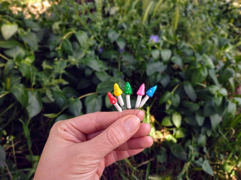 Mini Mushrooms Wire Stem Miniature Fairy Garden Accessories Etsy