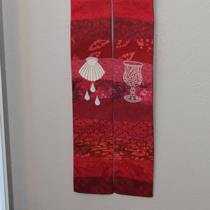 Red Pieced shell stole for Pentecost and Ordination