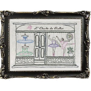 Ballet Shop Hand Embroidery Kit: DIY Needlework Craft for Beginners