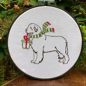 Christmas Dog Embroidery Kit: Beginner DIY Needlework Gift