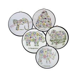 Choose any 3 Animal Floral Alphabet Embroidery Kits. These are perfect for nursery-baby&#39;s initials Contact me with your choice of 3 kits.